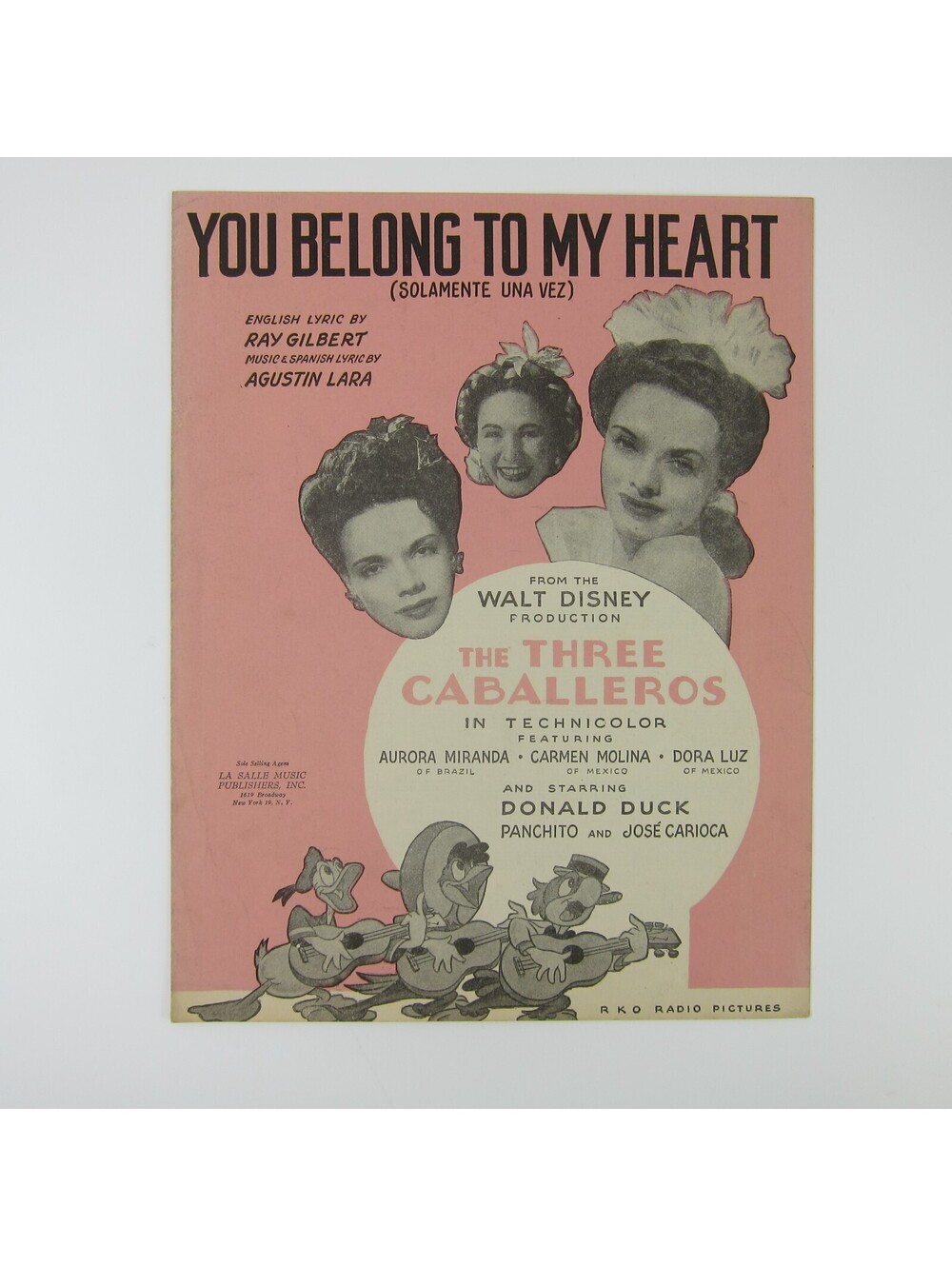 Walt Disney Sheet Music The Three Caballeros You Belong To My Heart Vintage 1943